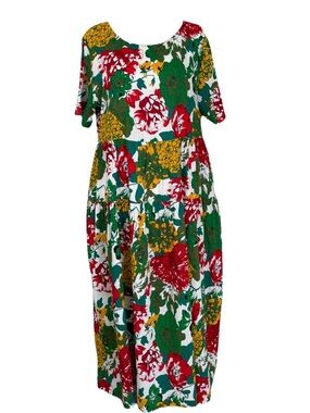 NWT YESNO XL Floral Cotton Maxi Dress Pockets Boho